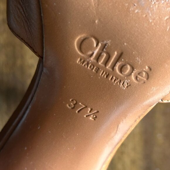 Chloe | Millie Peep Toe Bootie Tan Leather Heels Shoes - Picture 7 of 8